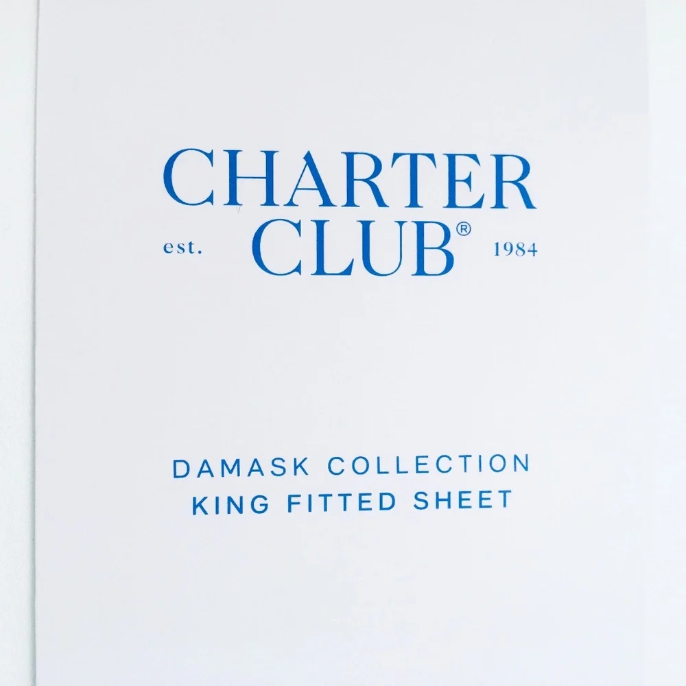 new WHITE Charter Club Damask 550 Thread Count 100% Cotton KING Fitted Sheet